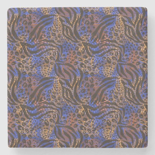 豪華なヒョウとゼブラのプリントパターン ストーンコースター (正面)