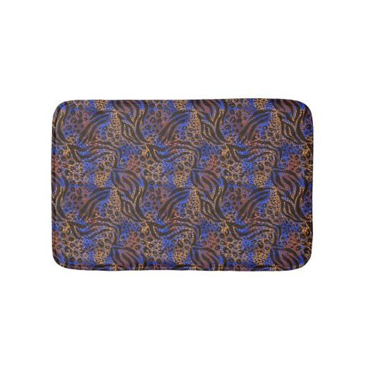 豪華なヒョウとゼブラのプリントパターン バスマット (正面)