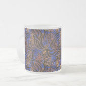 豪華なヒョウとゼブラのプリントパターン フロストグラスマグカップ (正面左)