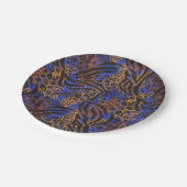 豪華なヒョウとゼブラのプリントパターン ペーパープレート (アングル)