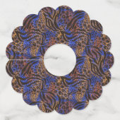 豪華なヒョウとゼブラのプリントパターン ワイングラスタグ (裏面)