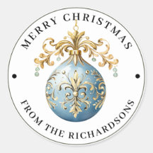 豪華なビクトリア調の青いクリスマスオーナメント 