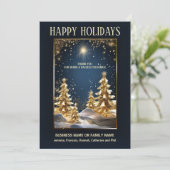 豪華なビジネス金ゴールドクリスマスツリーの写真のロゴ シーズンカード (スタンド正面)