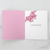 豪華なビッグピンクのボウギフトクロスパーティー カード (内部)