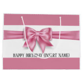 豪華なビッグピンクボウブロードストライプDIYパーティー ラージペーパーバッグ (裏面)