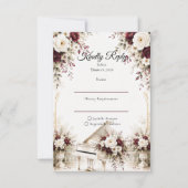 豪華なピアノガーデンのロマンス ウェディング 出欠カード (正面)