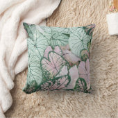 豪華なピンクと緑の植物の枕 クッション (ブランケット)