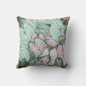 豪華なピンクと緑の植物の枕 クッション (裏面)
