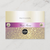 豪華なピンクと金ゴールドの輝きグリッターとロゴ 名刺 (正面)