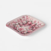 豪華なピンクのクリスマスリースフローラリボン ペーパープレート (傾斜あり)