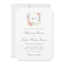 豪華なピンクのバラのモノグラムフレーム結婚ズ