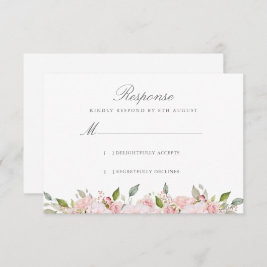 豪華なピンクのバラ結婚ズ 出欠カード (正面/裏面)