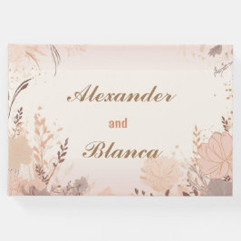 豪華なピンクのフローラヴィンテージウェディング ゲストブック