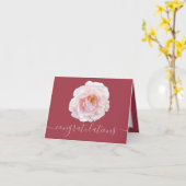 豪華なピンクのローズピンクの背景おめでとう カード (黄色い花)