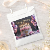 豪華なピンクの誕生日ケーキ　優雅　贅沢 フェイバーバッグ (クリップ留めされた状態)