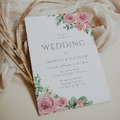 豪華なピンクの赤面花エレガントな結婚式 招待状
