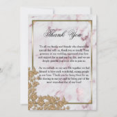 豪華なピンク大理石とパールの結婚式のお礼 サンキューカード (正面)