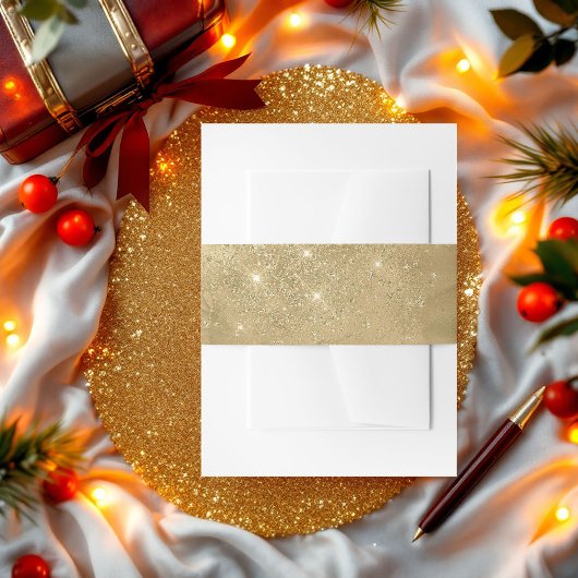 豪華なフェイク金ゴールドグリッター効果ラップ招待状 招待状ベリーバンド