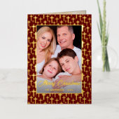 豪華なフェスティバルブルゴーニュレッドと金ゴールドクロス 箔シーズンカード (正面)