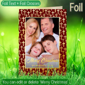 豪華なフェスティバルブルゴーニュレッドと金ゴールドクロス 箔シーズンカード