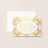 豪華なフォイル写真の折り畳みダマエレガントスクの結婚式 箔カード (封筒付き正面)