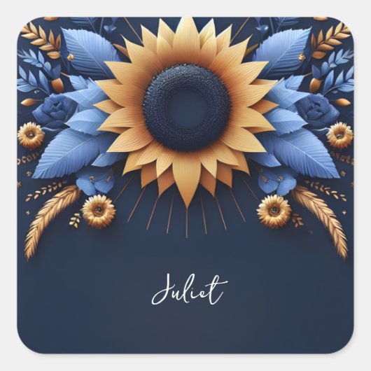 豪華なフクシア色のクラウンホワイトとロイヤルブルーのプリンセスシャワー スクエアシール (正面)