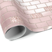 豪華なフラッシュピンクのレンガのプリンセスシャワー ラッピングペーパー (ロールコーナー)