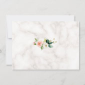 豪華なフラッシュ フラワーズ ゴールド フレーム 大理石 ウェディング セーブザデート (裏面)