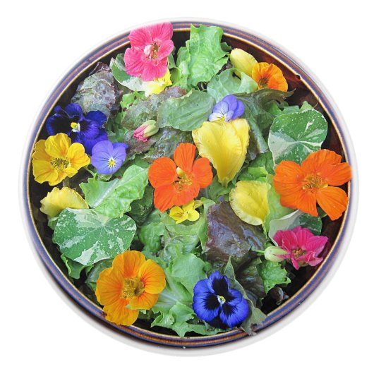 豪華なフラワーサラダセラミックノブ セラミックノブ (正面)