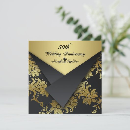 豪華なフロップ付き50周年招待状 招待状 (スタンド正面)