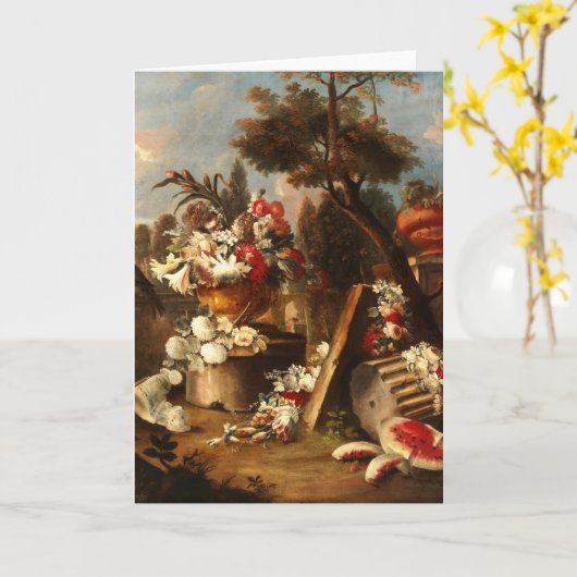 豪華なフローラと果物の静物生活 カード (黄色い花)