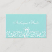 豪華なフローラ枠が青い名刺に白 名刺 (正面)
