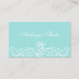 豪華なフローラ枠が青い名刺に白 名刺