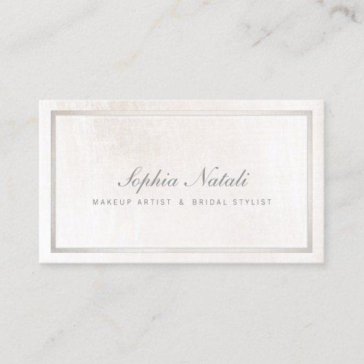 豪華なブラシ仕上げ白い大理石と銀縁ど色 名刺 (正面)
