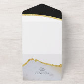 豪華なブラックとゴールドのモダンウェディング オールインワン招待状 (外側)