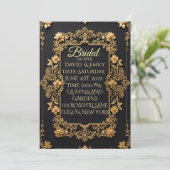 豪華なブラックとゴールドの結婚式招待状 招待状 (スタンド正面)