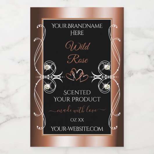 豪華なブラックとバラ金ゴールドデコール製品ラベル フードラベル (シングルラベル)