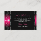 豪華なブラックとピンクの華美縁どオーナメント 名刺 (裏面)