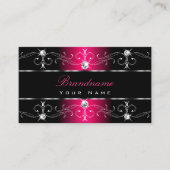 豪華なブラックとピンクの華美縁どオーナメント 名刺 (正面)