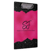豪華なブラックとホットピンクのモノグラムイニシャル クリップボード (右)