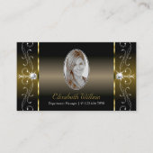 豪華なブラックと金ゴールドのスクワイグド宝石と写真 名刺 (正面)