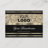 豪華なブラックと金ゴールドグリッタースター追加ロゴ 名刺 (正面)