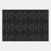 豪華なブラックと金ゴールド結婚のテーマエレガント ラッピングペーパーシート (正面)