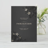 豪華なブラックの結婚式招待状カード 招待状 (スタンド正面)