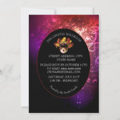 豪華なブラックパープルゴールドの仮面舞踏会招待状 招待状 (裏面)