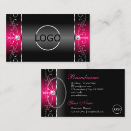 豪華なブラックピンクスクワイグド宝石のロゴ&写真 名刺