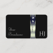 豪華なブラックブルーシルバーデコールジュエリーモノグラム 名刺 (正面)