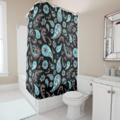 豪華なブラックペイズリーシャワーカーテン シャワーカーテン (インサイチュ)