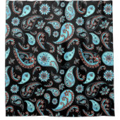 豪華なブラックペイズリーシャワーカーテン シャワーカーテン (正面)