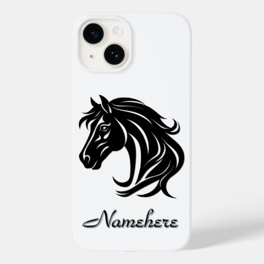豪華なブラックホースのヘッドネーム付き   Case-Mate iPhoneケース (裏面)